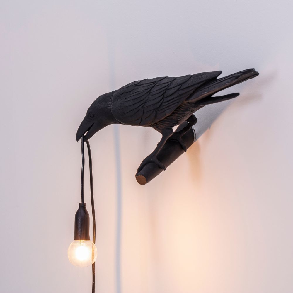Wandlamp BIRD LOOKING LEFT 33 cm, zwart, Seletti