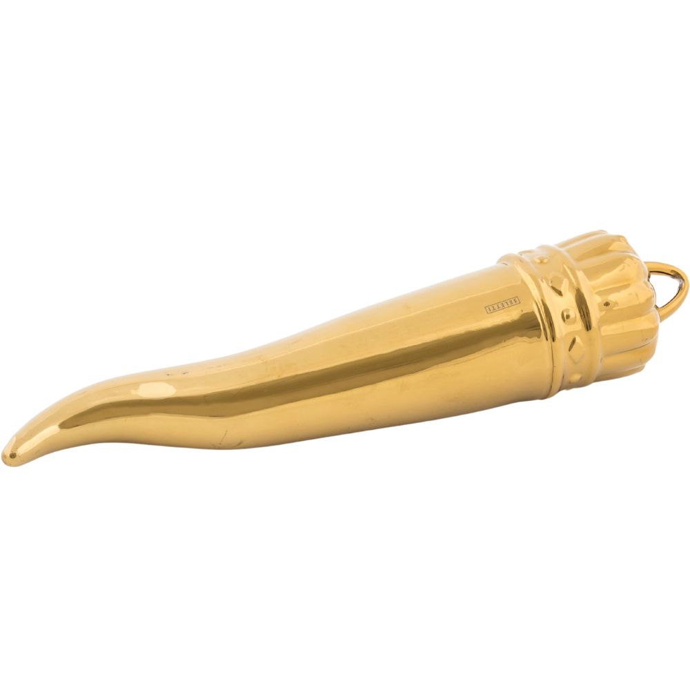 Decoratieve hoorn MEMORABILIA MY LUCKY HORN 30 cm goudkleurig, porselein, Seletti