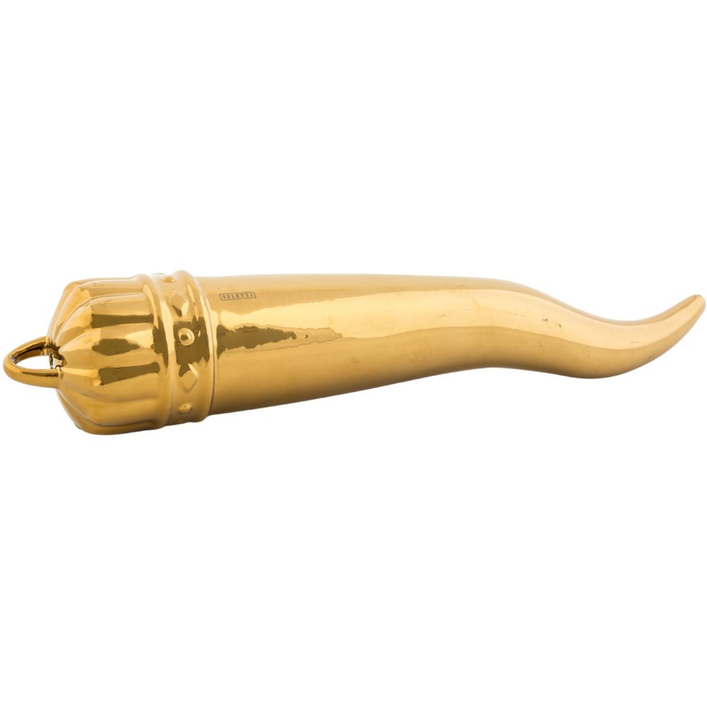 Decoratieve hoorn MEMORABILIA MY LUCKY HORN 30 cm goudkleurig, porselein, Seletti