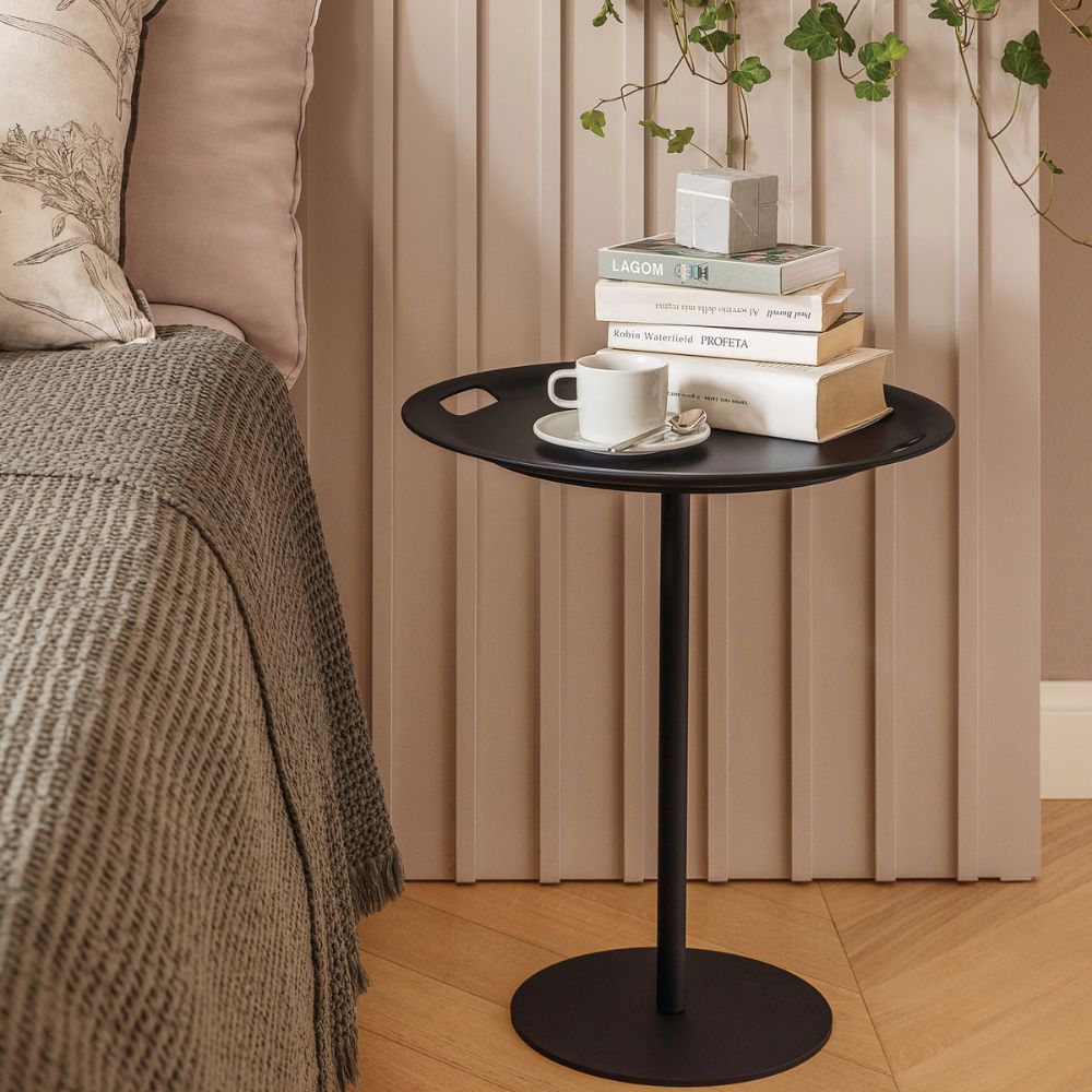 Bijzettafel OP-LA 52 cm, met afneembaar blad, zwart, Alessi
