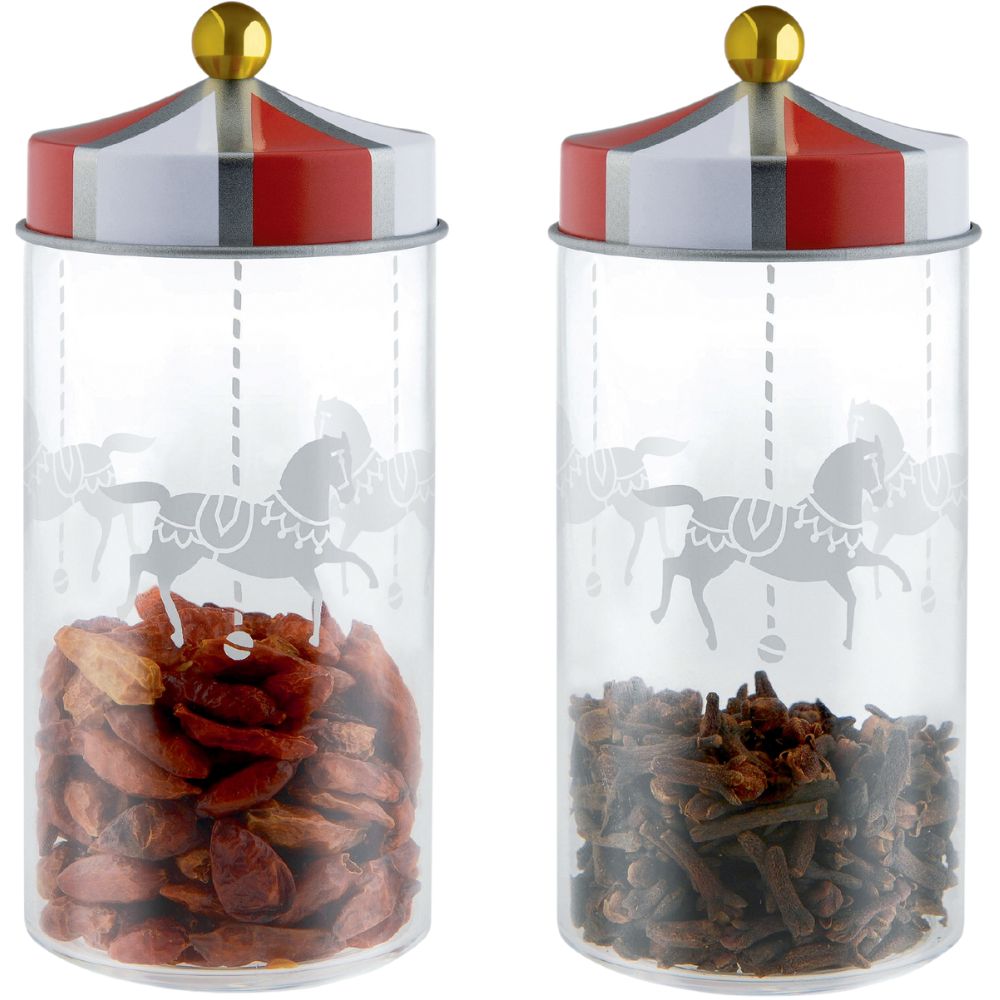 Opbergbus CIRCUS, set van 2 stuks, helder, Alessi