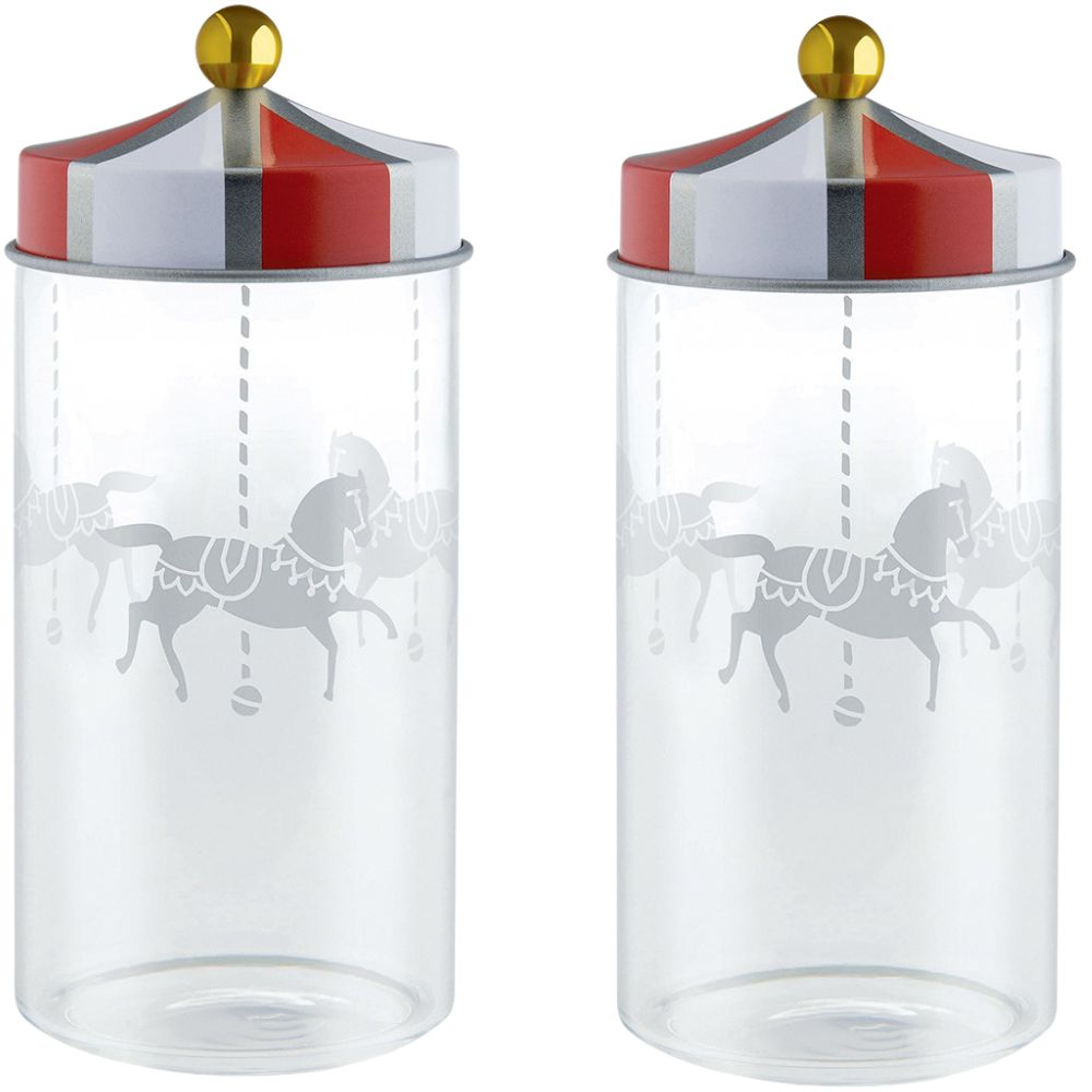 Opbergbus CIRCUS, set van 2 stuks, helder, Alessi