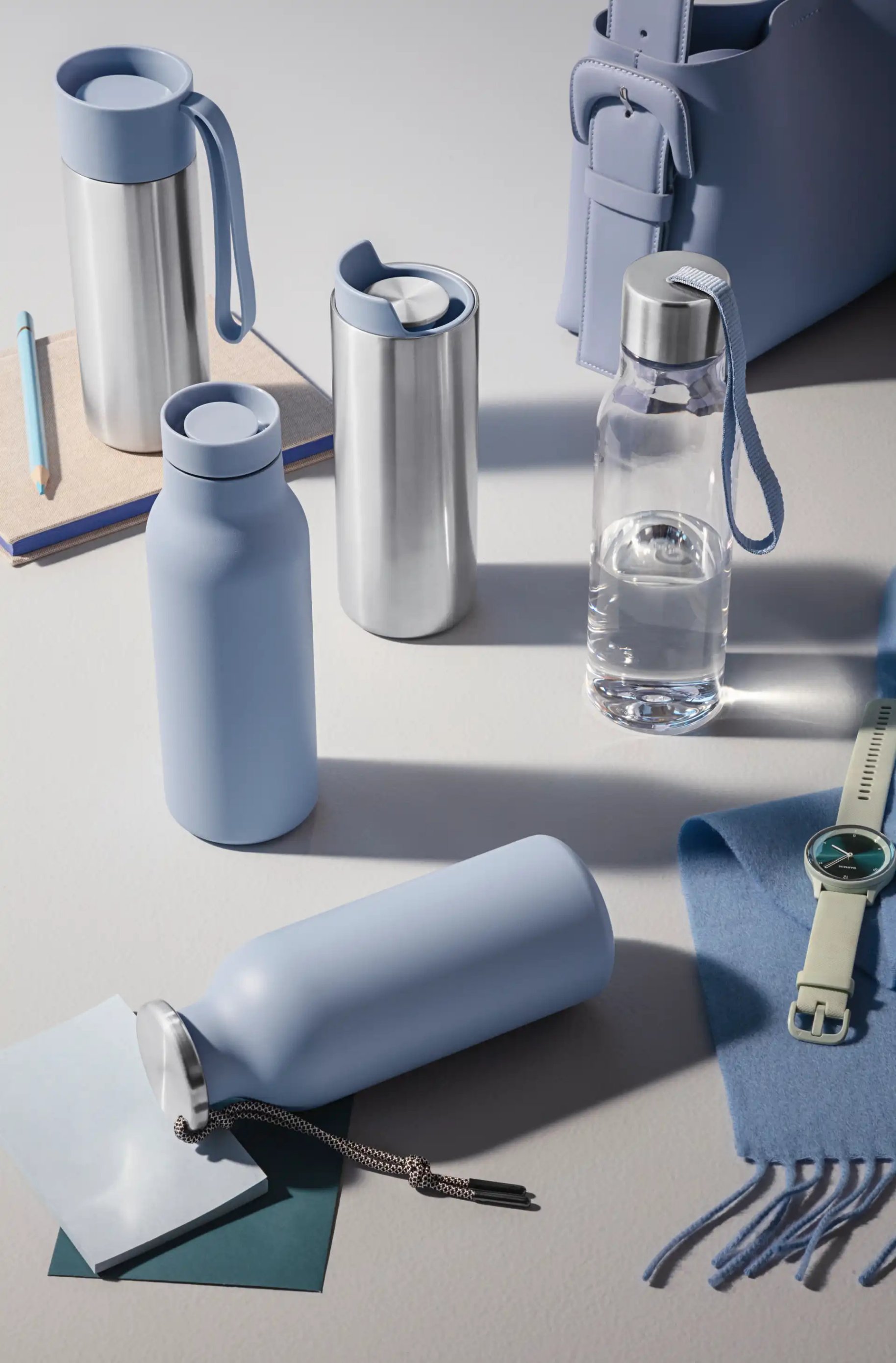 Waterbidon 500 ml, blauwe band, kunststof, Eva Solo