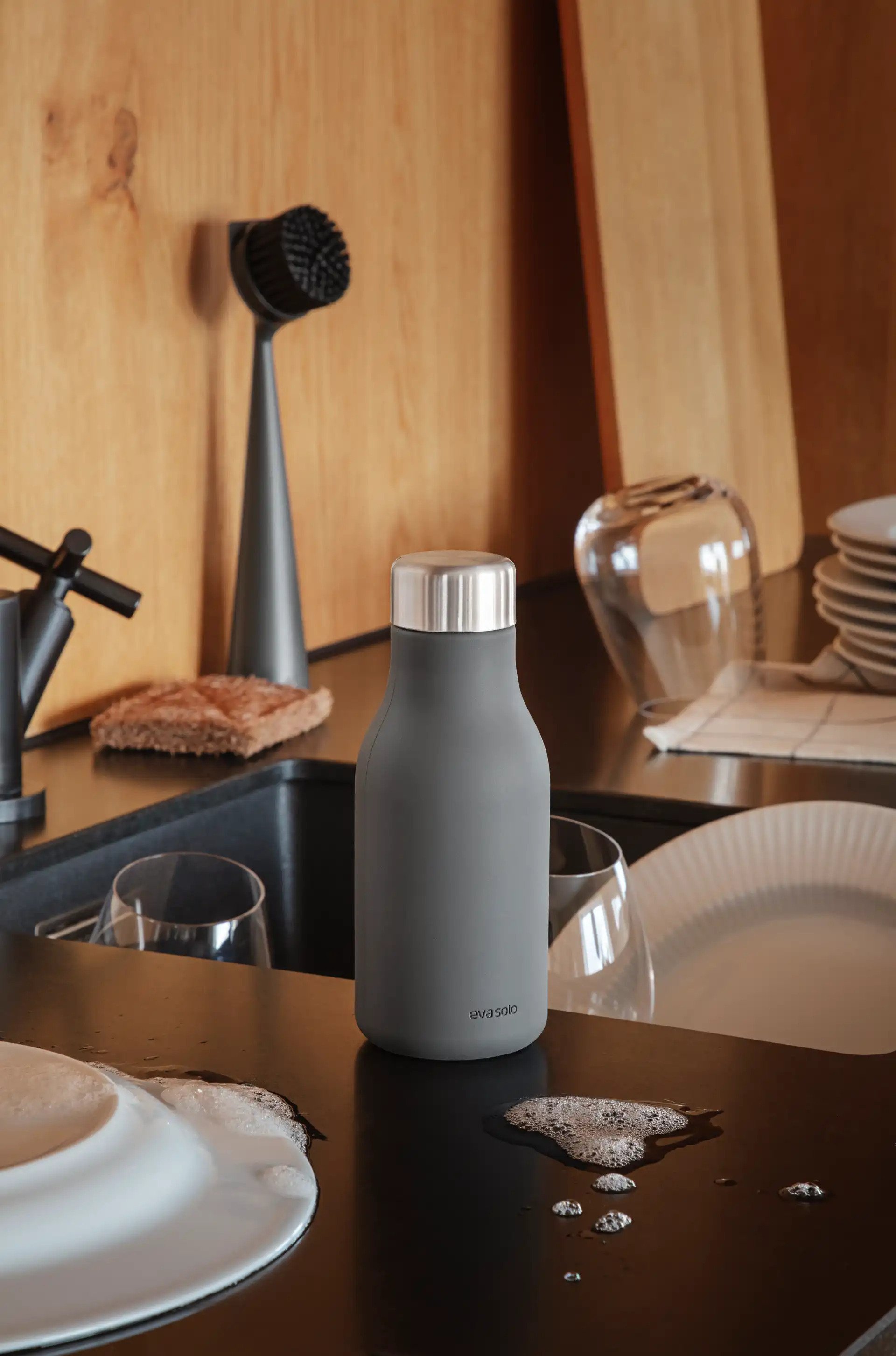 Dispenser voor vloeibare zeep 200 ml, grijs, siliconen, Eva Solo