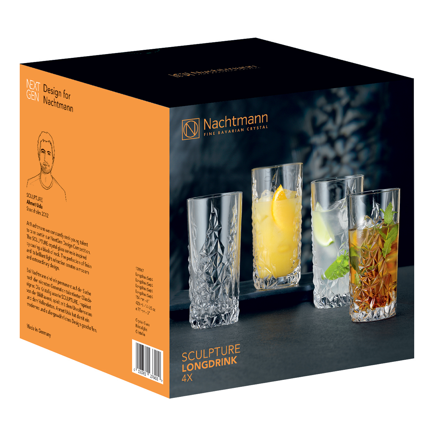 Longdrinkglas SCULPTURE, set van 4 stuks, 420 ml, Nachtmann