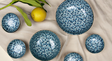 Eetkom BLUE DAISY 16,5 cm, 300 ml, MIJ