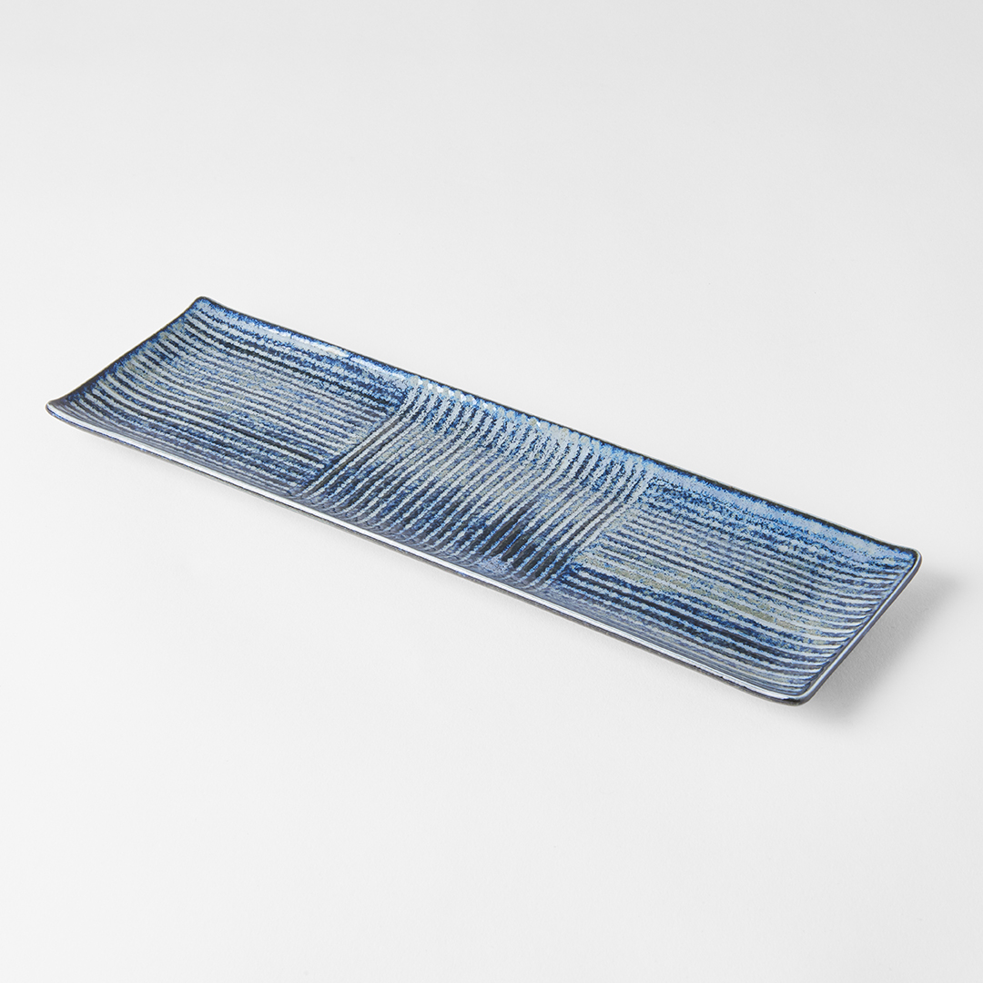 Sushibord LINES 33 x 10 cm, donkerblauw, MIJ