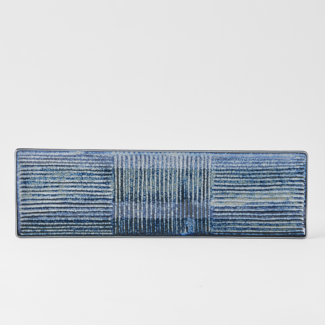 Sushibord LINES 33 x 10 cm, donkerblauw, MIJ