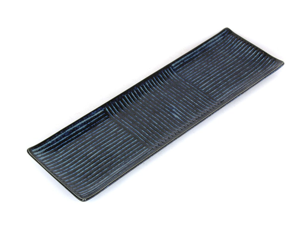 Sushibord LINES 33 x 10 cm, donkerblauw, MIJ