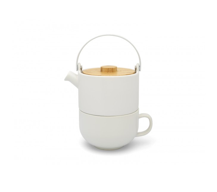 Theepot UMEA TEA FOR ONE 500 ml, met theekopje, wit, Bredemeijer