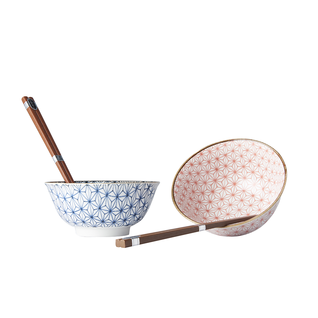 Eetkom ASANOHA DESIGN, set van 2 stuks met eetstokjes, 500 ml, MIJ