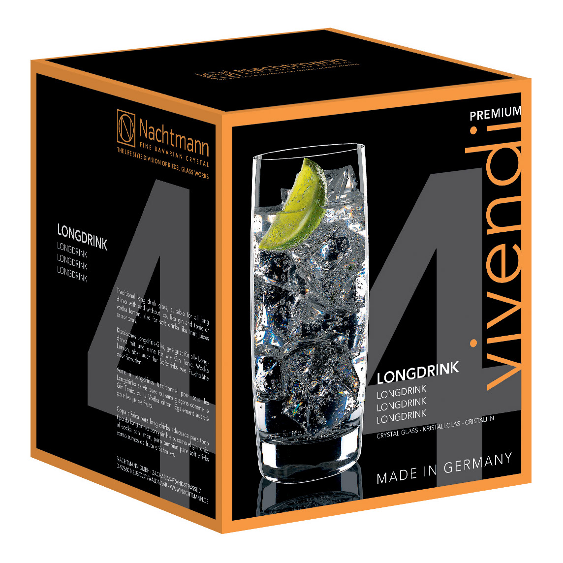 Longdrinkglas VIVENDI LONG DRINK, set van 4 stuks, 410 ml, Nachtmann