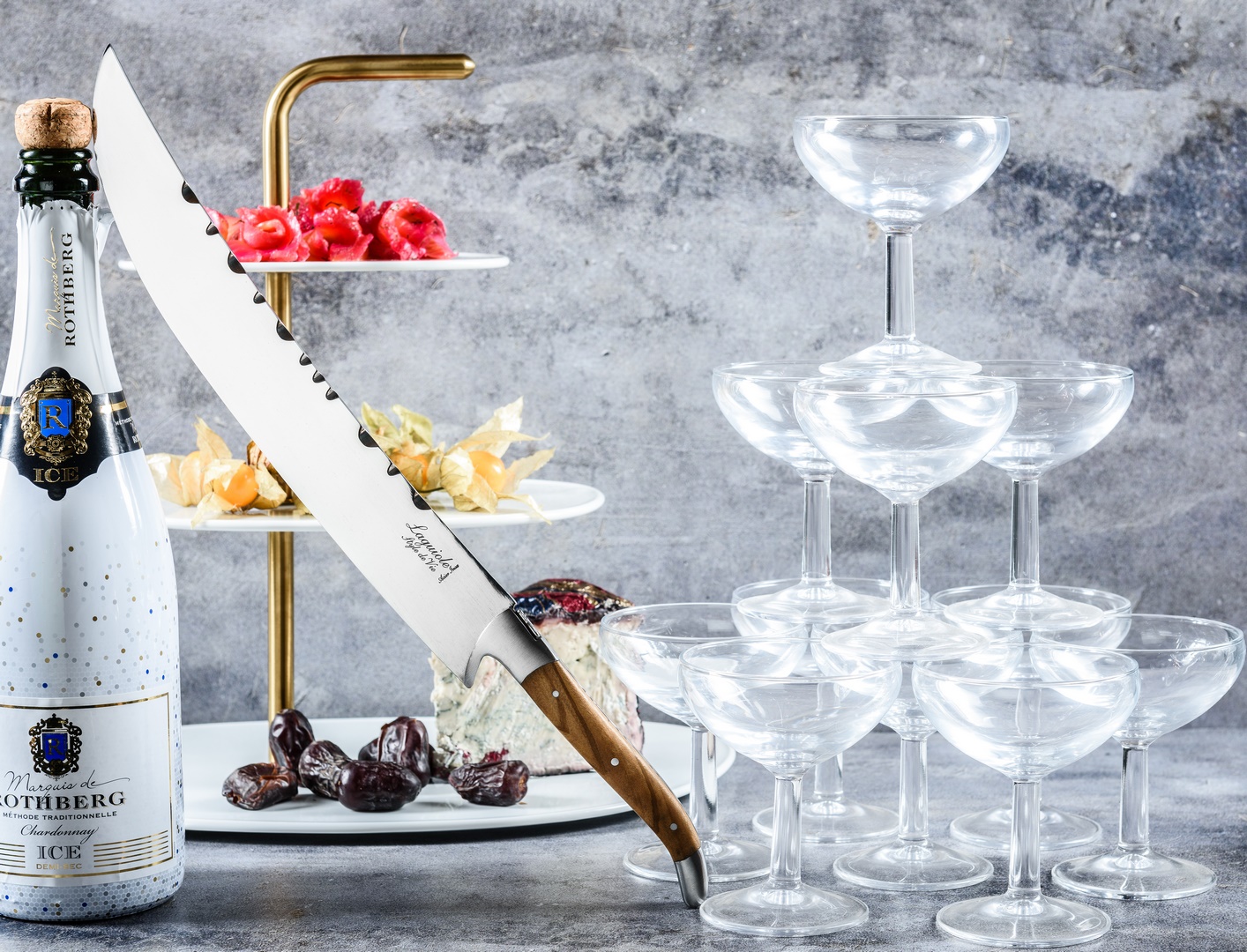 Sabreersabel LUXURY 30 cm, olijfkleurig handvat, Laguiole
