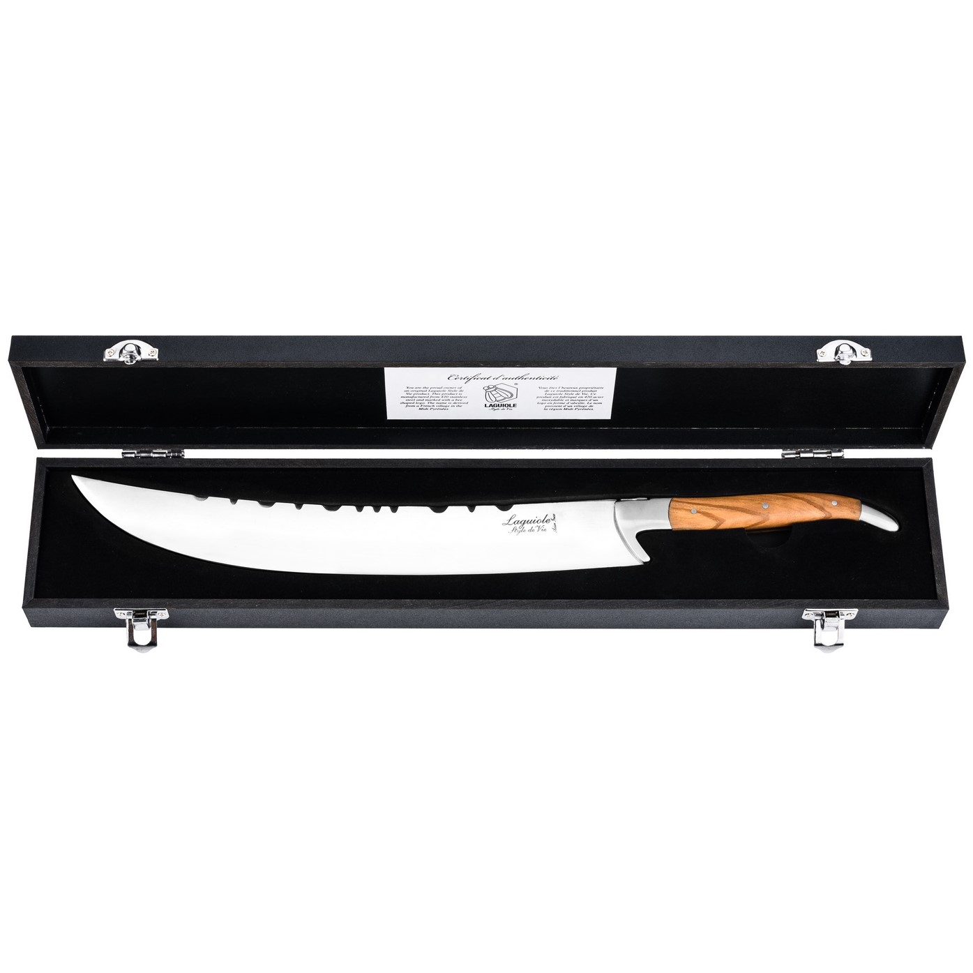Sabreersabel LUXURY 30 cm, olijfkleurig handvat, Laguiole