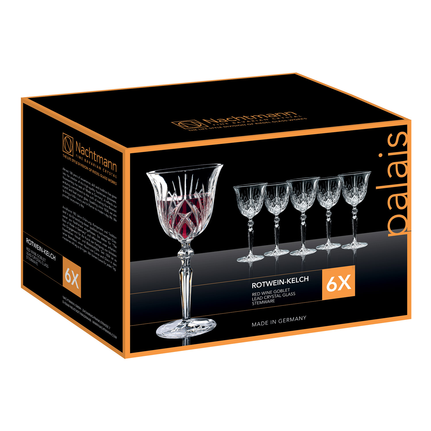 Rode wijnglas PALAIS RED WINE GOBLET 230 ml, set van 6 stuks, Nachtmann