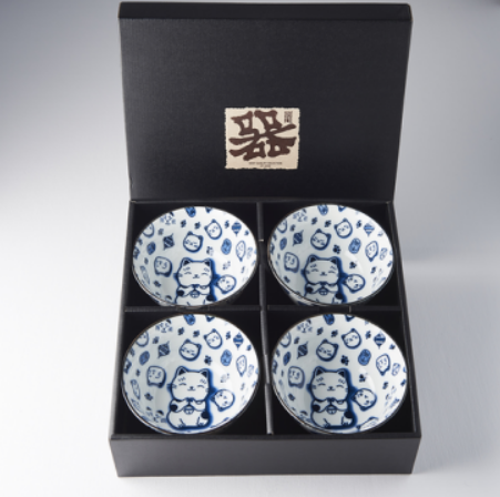 Serveerschaal MANEKI CAT, set van 4 stuks, 300 ml, MIJ