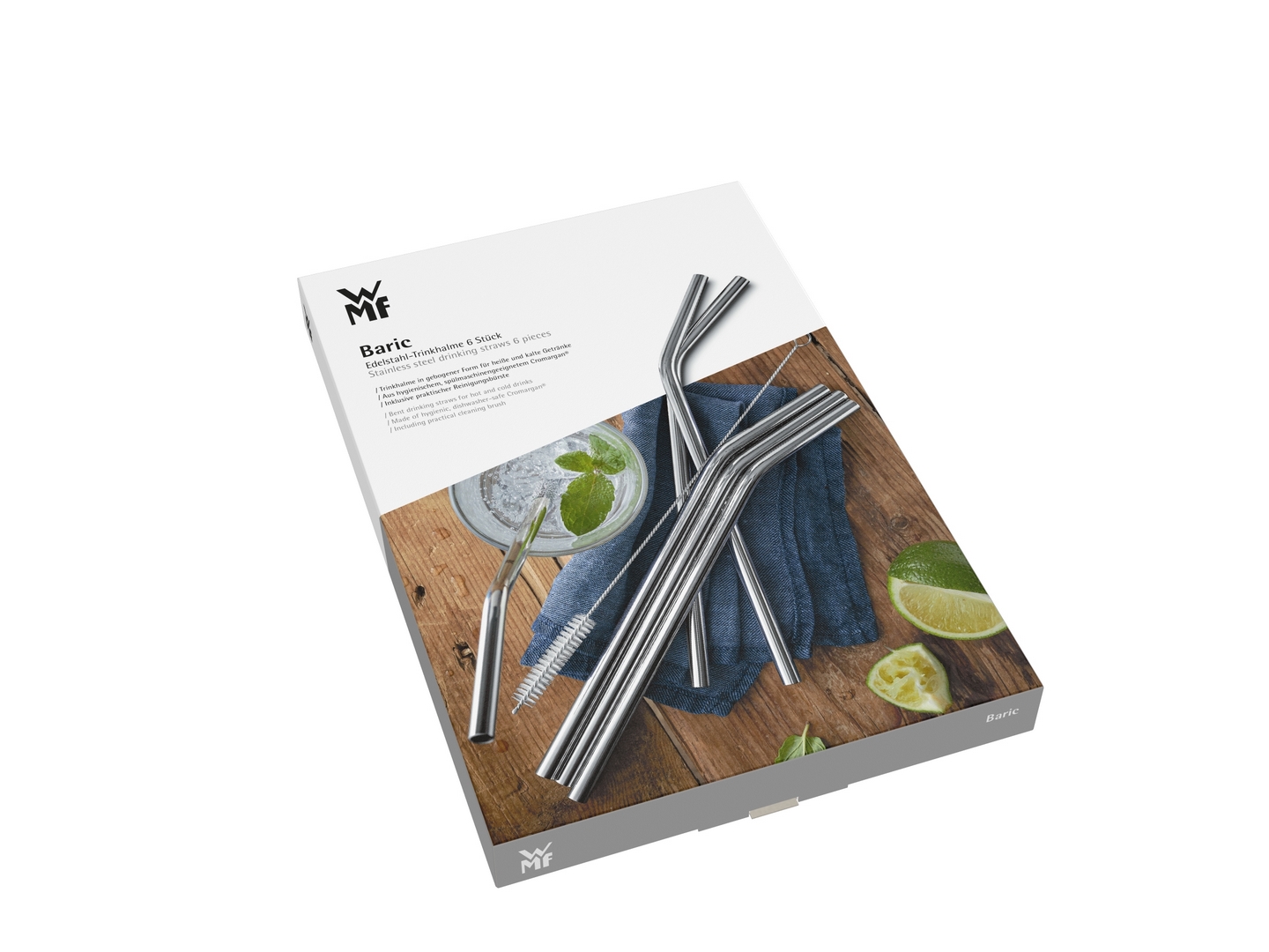Drinkrietjes 24 cm, set van 6 stuks, met borstel, WMF