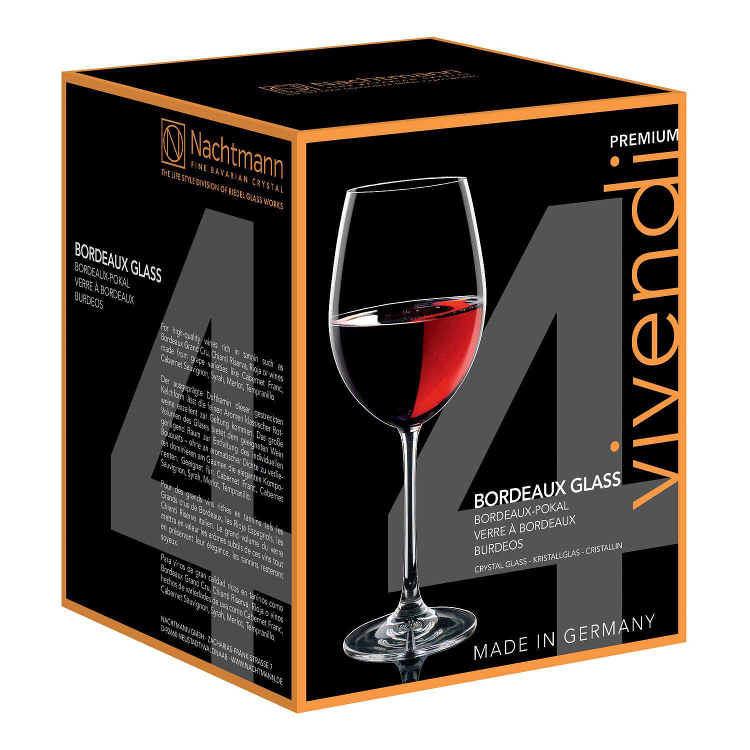 Rode wijnglas VIVENDI BORDEAUX, set van 4 stuks, 760 ml, Nachtmann