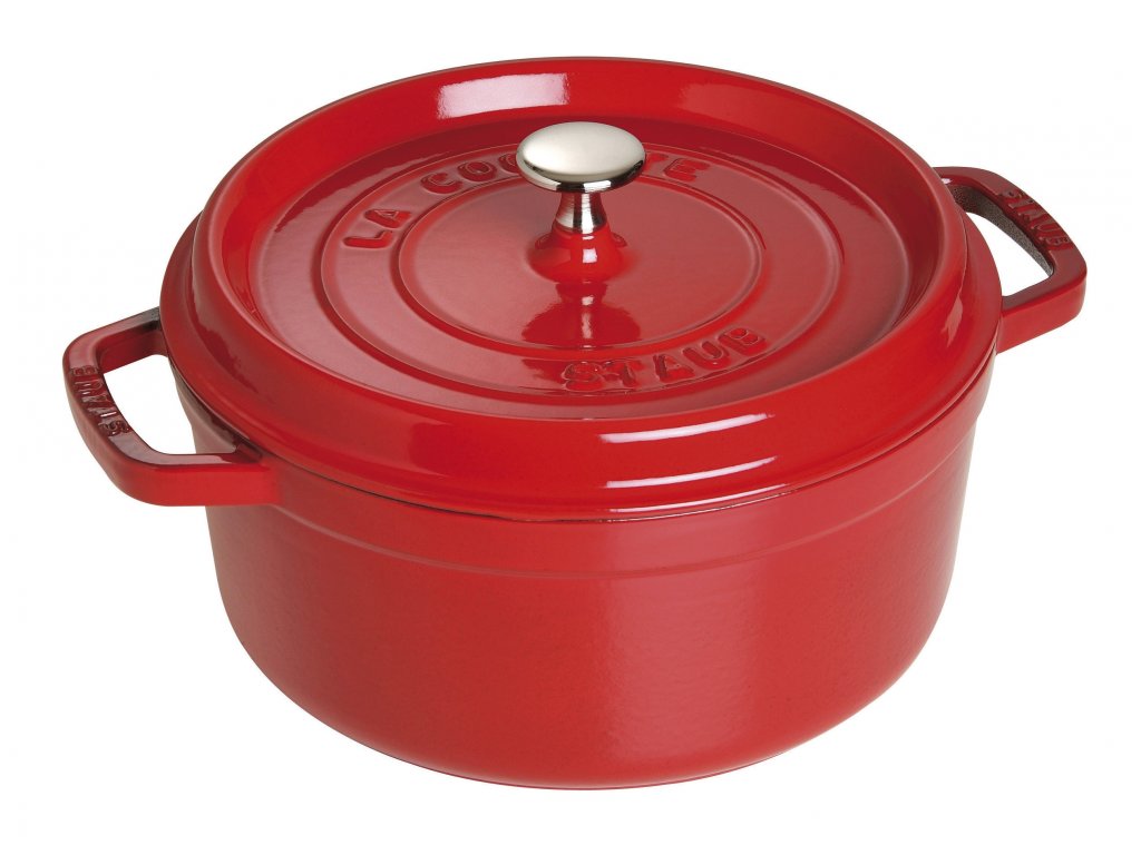 Lage braadpan 26 cm, kersen, gietijzer, Staub