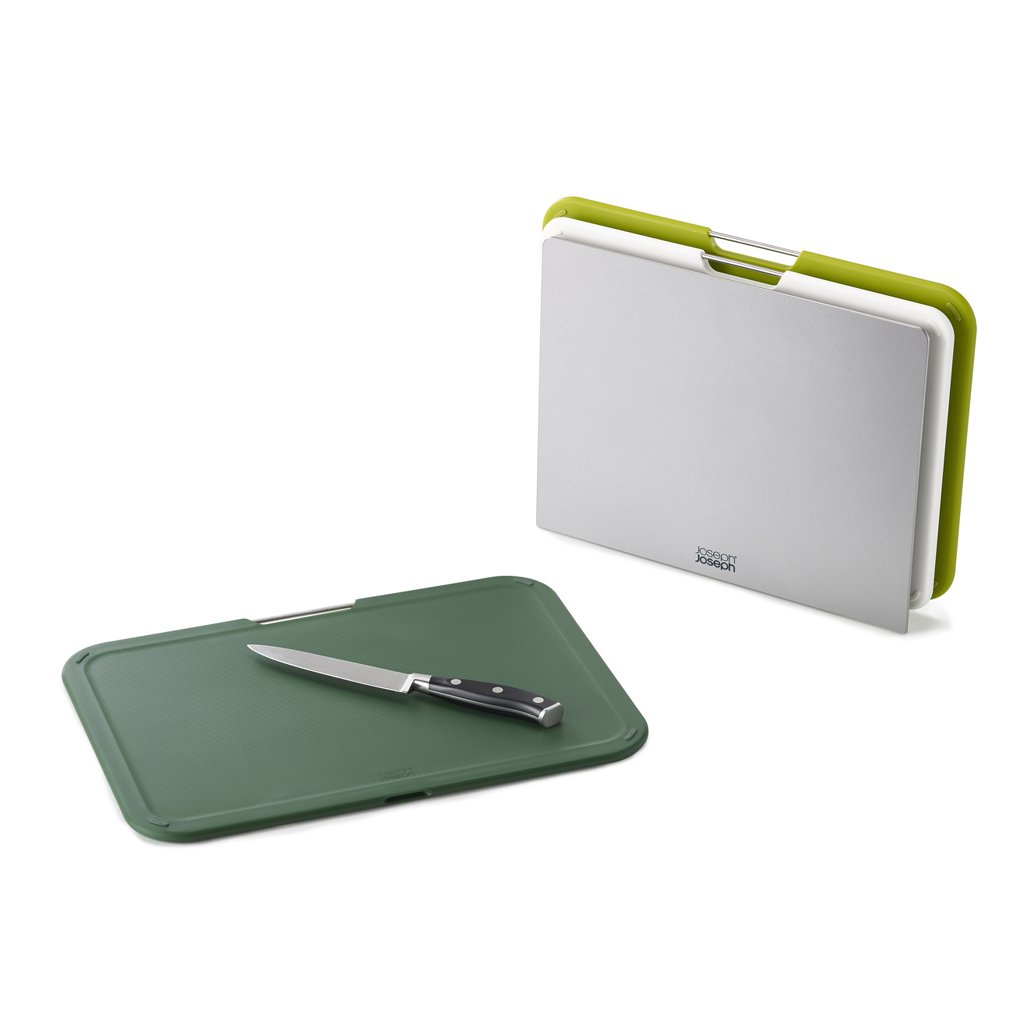Snijplank (set) NEST3 L 60164, 3-delig, met houder, groen, kunststof, Joseph Joseph
