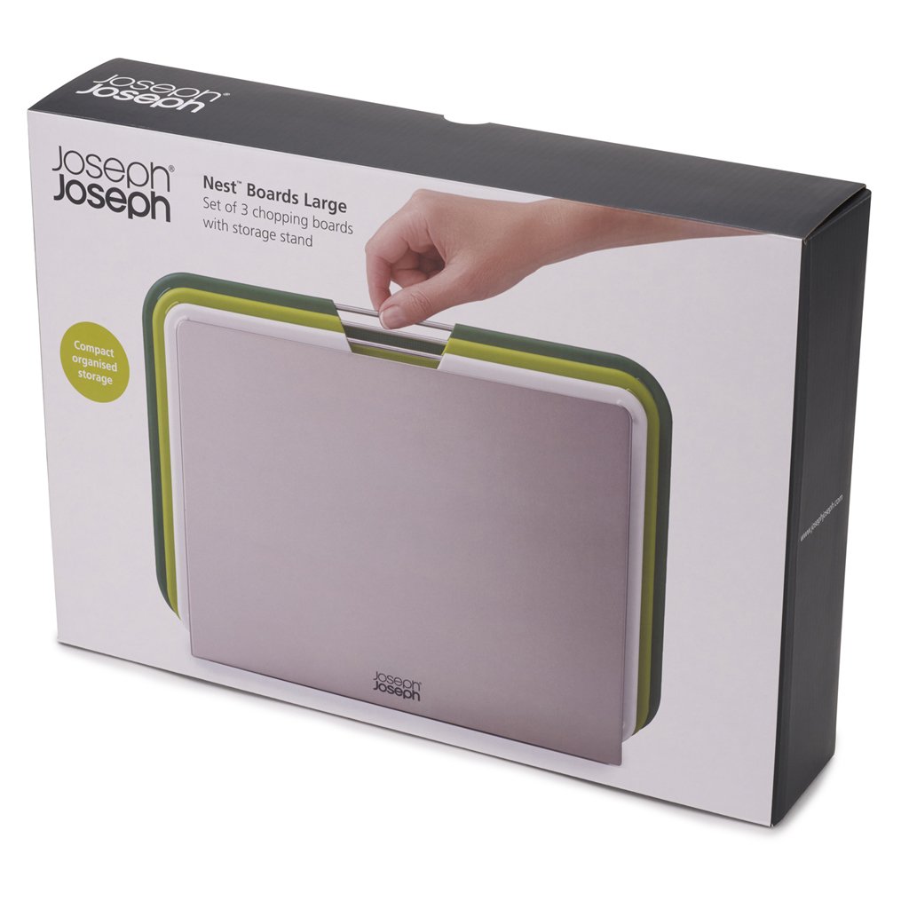 Snijplank (set) NEST3 L 60164, 3-delig, met houder, groen, kunststof, Joseph Joseph