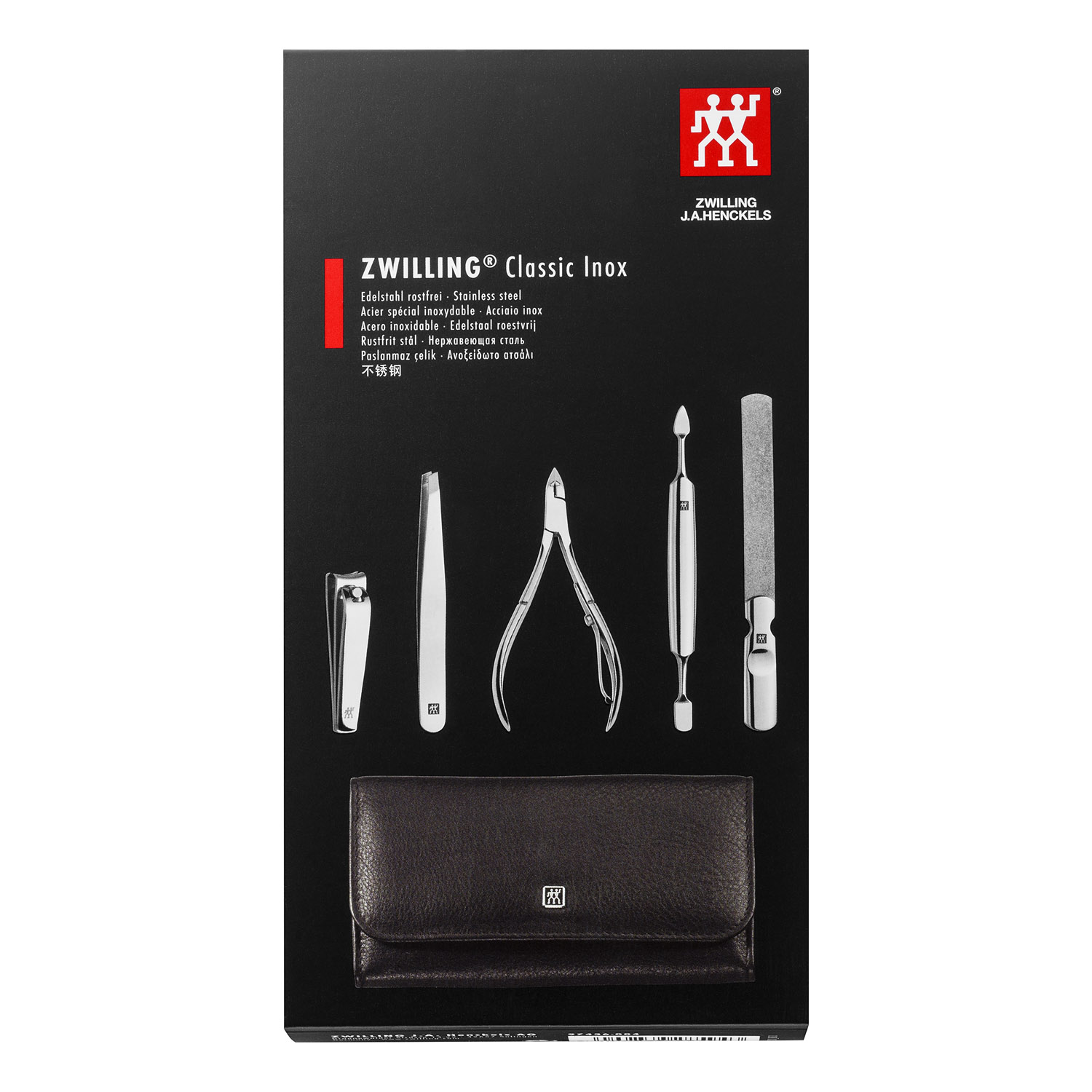 Manicureset CLASSIC INOX, 3-delig, met nageltang, zwart, Zwilling