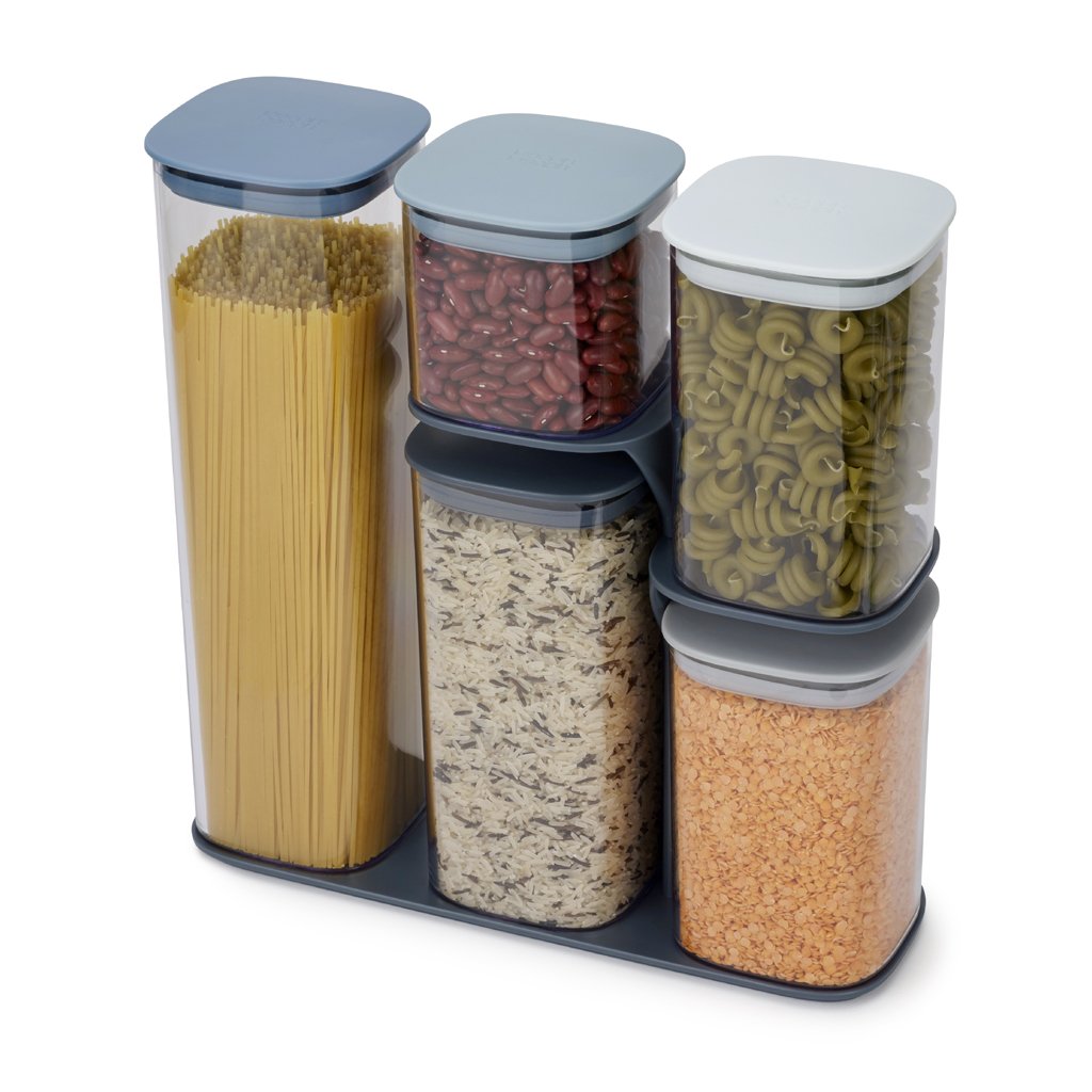 Voorraadbus PODIUM, set van 5 stuks, met standaard, blauw, Joseph Joseph