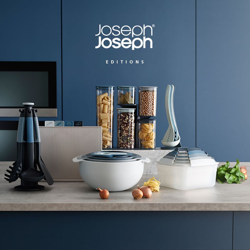 Voorraadbus PODIUM, set van 5 stuks, met standaard, blauw, Joseph Joseph