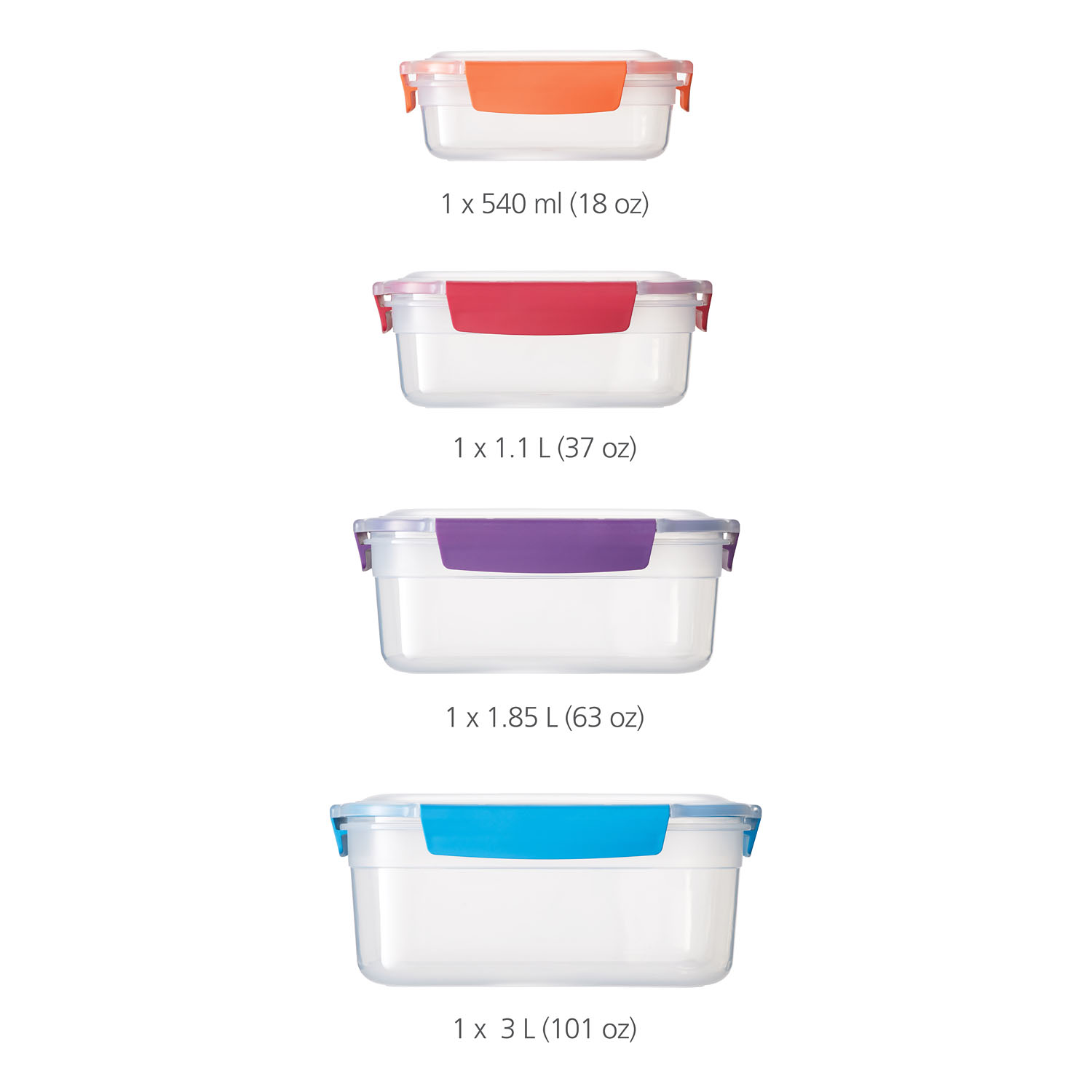 Voedselbewaardoos NEST LOCK 4 81090, set van 4 stuks, plastic, Joseph Joseph