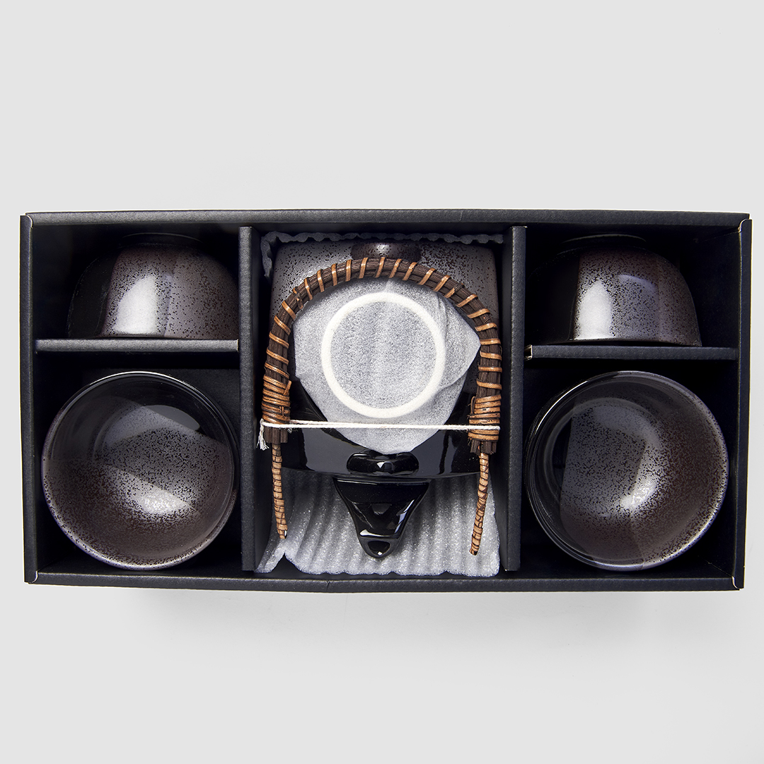 Theepot met theekopjes (set) GUNMETAL, 5-delig, MIJ
