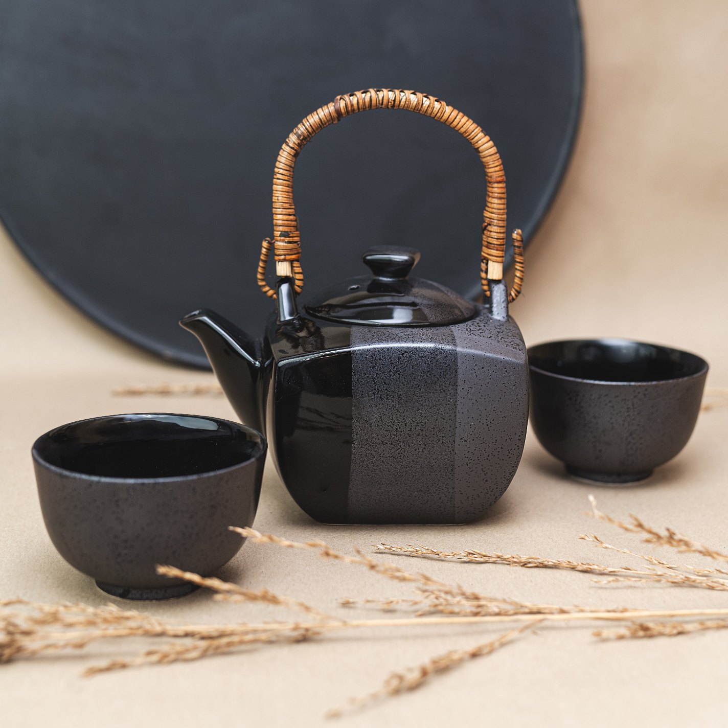Theepot met theekopjes (set) GUNMETAL, 5-delig, MIJ