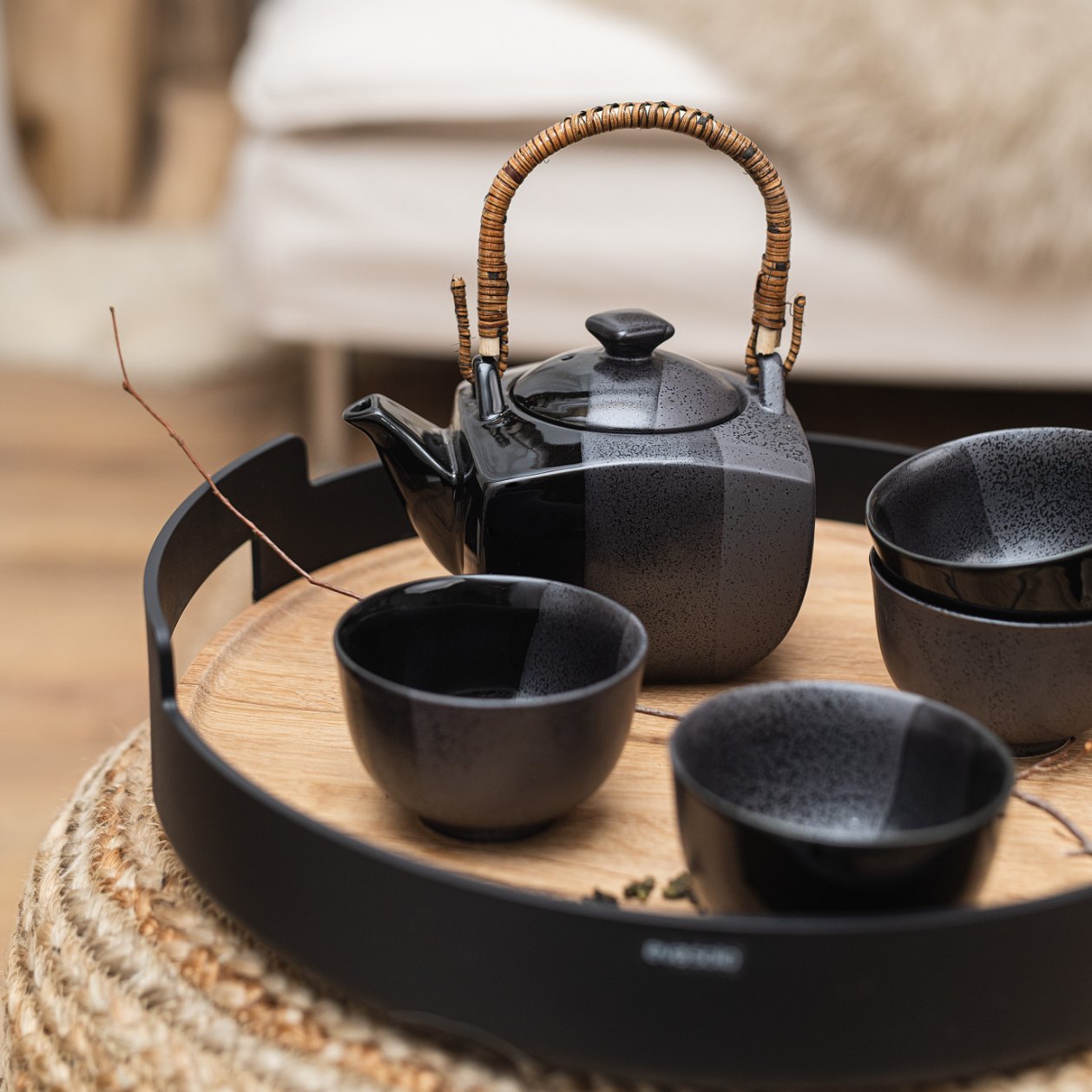 Theepot met theekopjes (set) GUNMETAL, 5-delig, MIJ