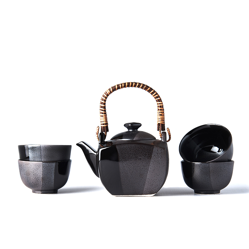 Theepot met theekopjes (set) GUNMETAL, 5-delig, MIJ