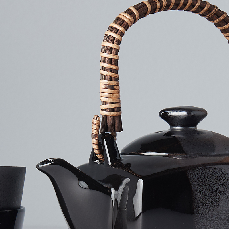 Theepot met theekopjes (set) GUNMETAL, 5-delig, MIJ