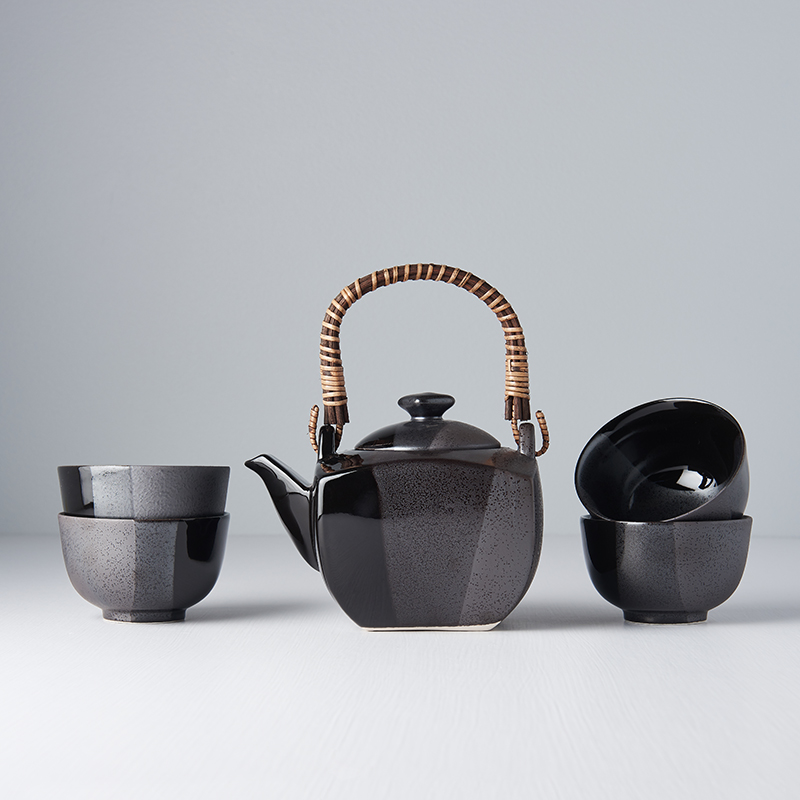 Theepot met theekopjes (set) GUNMETAL, 5-delig, MIJ