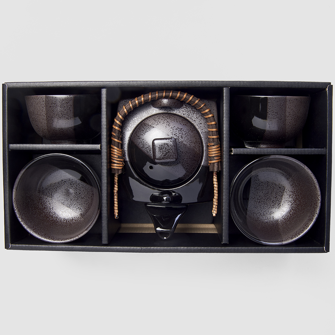 Theepot met theekopjes (set) GUNMETAL, 5-delig, MIJ
