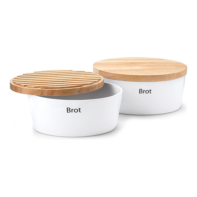 Broodtrommel 36 cm, met houten deksel/snijplank, Continenta