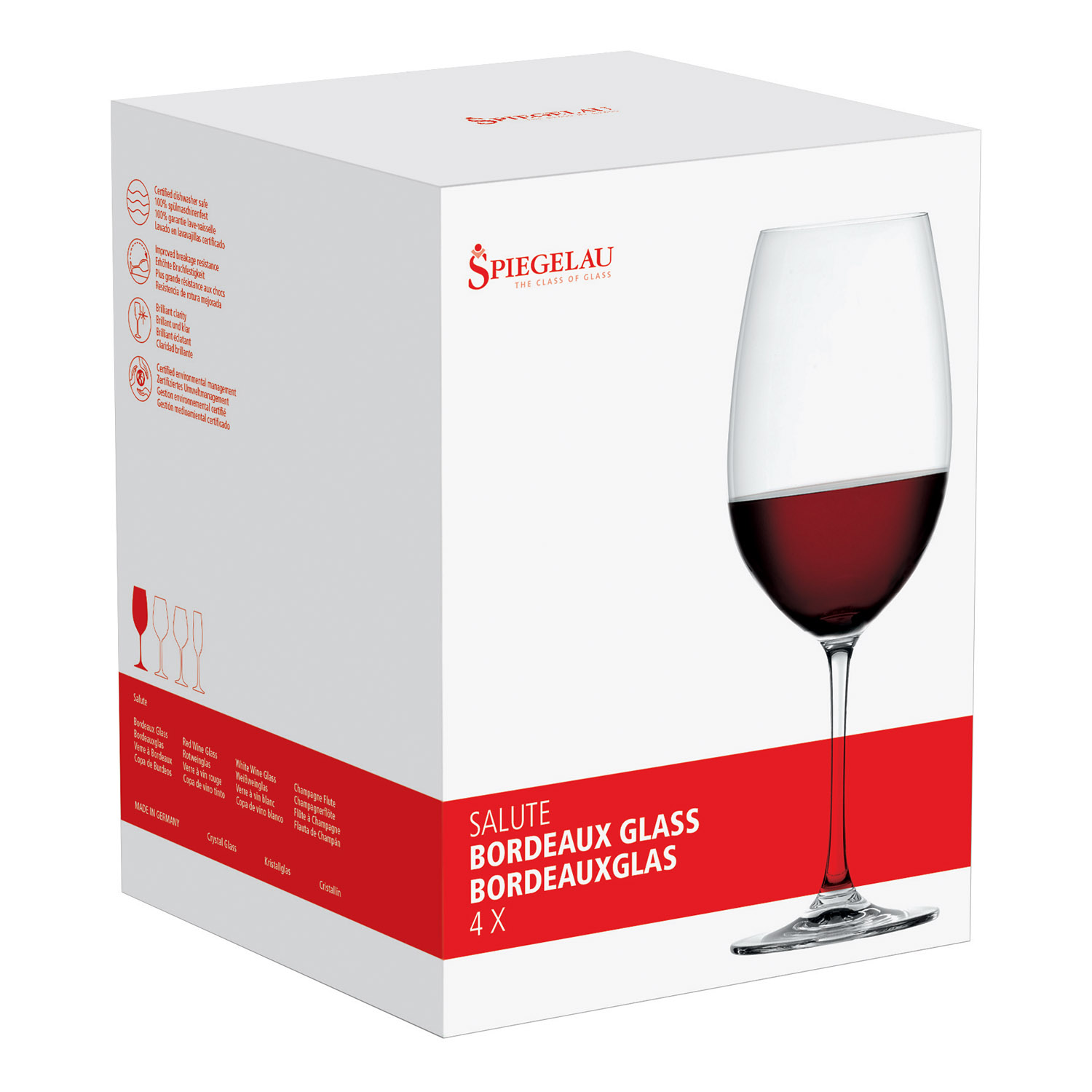 Rode wijnglas SPIEGELAU SALUTE BORDEAUX, set van 4 stuks, Spiegelau