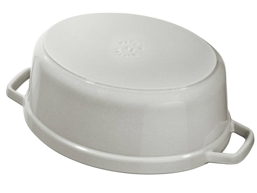 Lage braadpan COCOTTE 23 cm, ovaal, wit, gietijzer, Staub