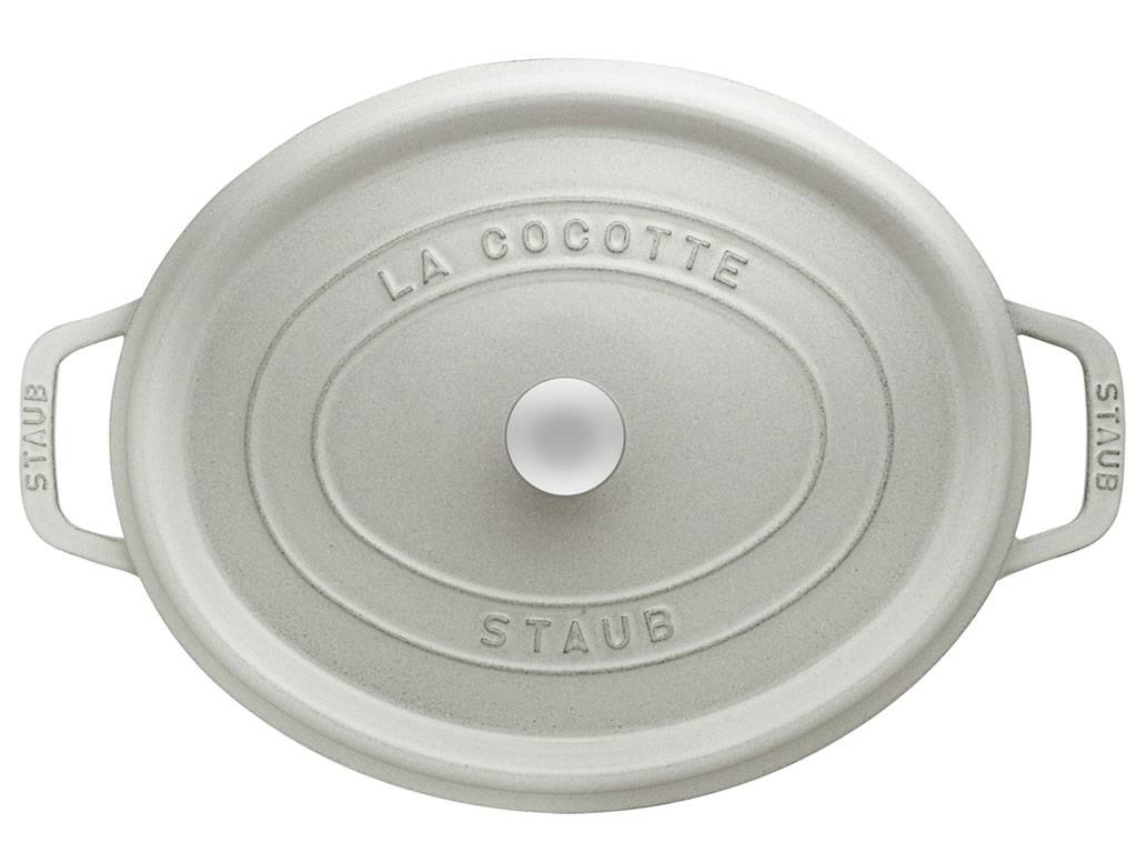 Lage braadpan COCOTTE 23 cm, ovaal, wit, gietijzer, Staub