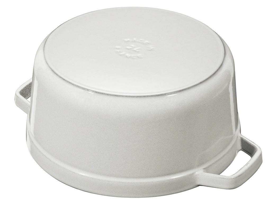 Lage braadpan COCOTTE 24 cm, rond, wit, Staub