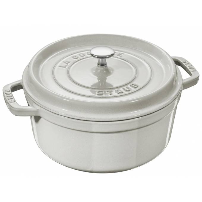 Lage braadpan COCOTTE 24 cm, rond, wit, Staub