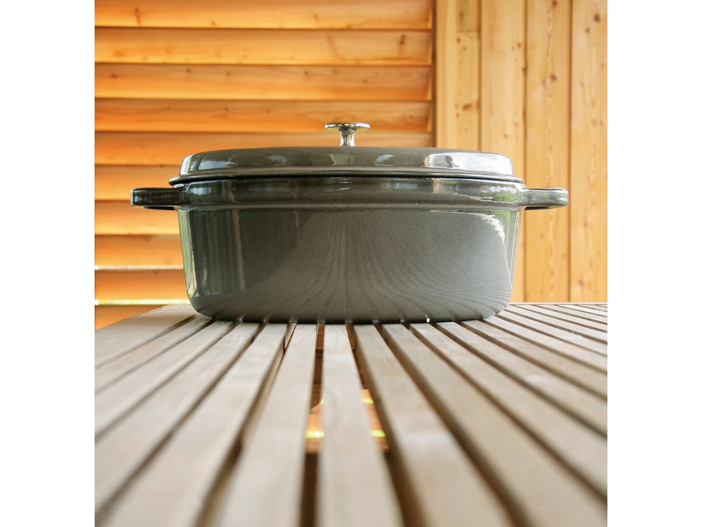 Lage braadpan V 8 l, ovaal, grafietgrijs, gietijzer, Staub