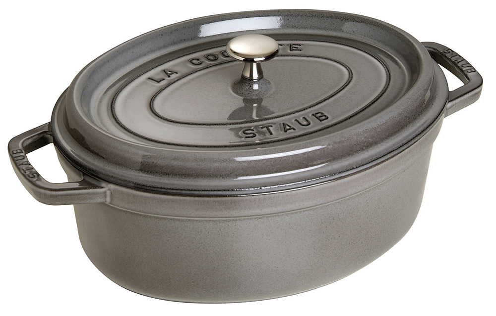 Lage braadpan V 8 l, ovaal, grafietgrijs, gietijzer, Staub