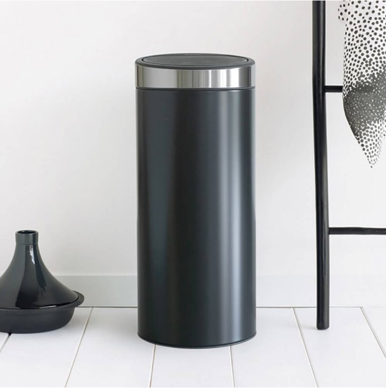 Touch prullenbak TOUCH BIN NEW 30 l, mat zwart met mat deksel, Brabantia