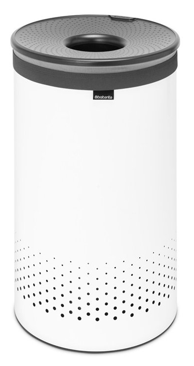 Wasmand 60 l, met kunststof deksel, wit, Brabantia