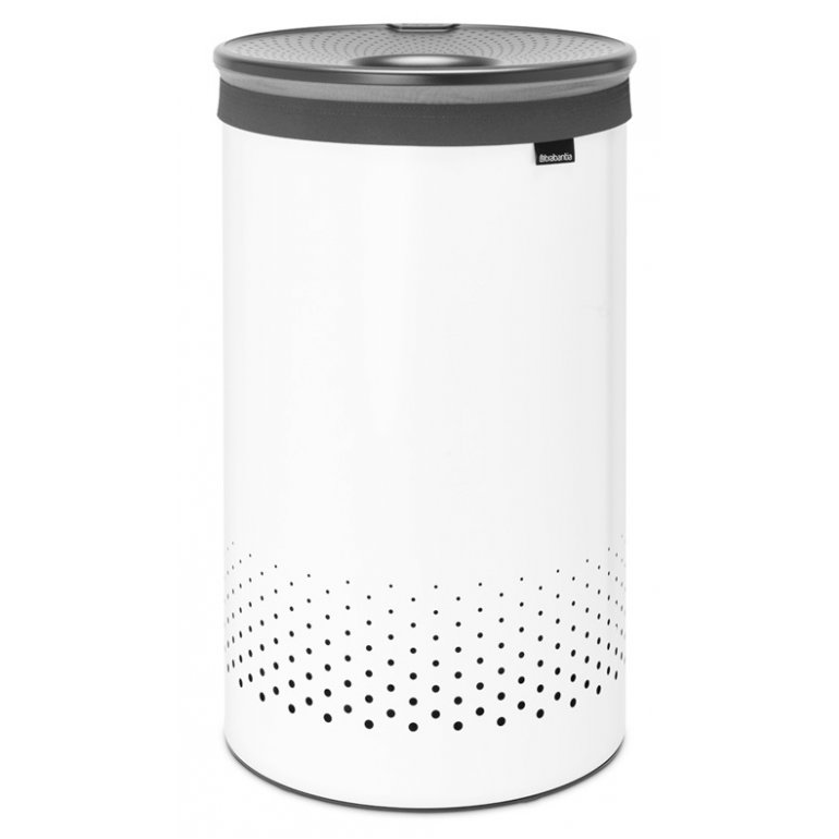 Wasmand 60 l, met kunststof deksel, wit, Brabantia