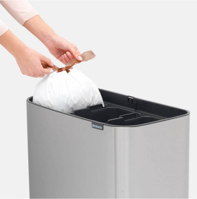 Touch prullenbak BO 3 x 11 l, mat staal, Brabantia