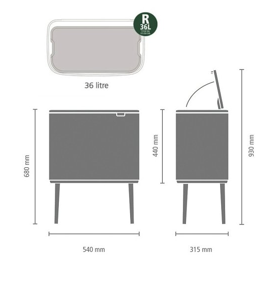 Touch prullenbak TOUCH BIN 36 l, champagne, Brabantia