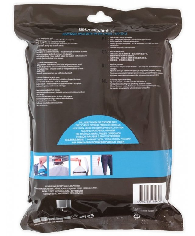 Vuilniszakken J PERFECTFIT 23 l, 40 stuks, Brabantia